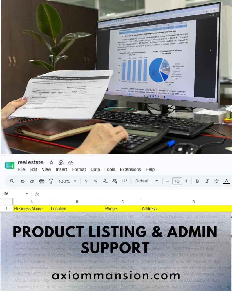 E-commerce Product Listing, Real Estate CRM Support, and Admin Virtual Assistant - Axiom Mansion