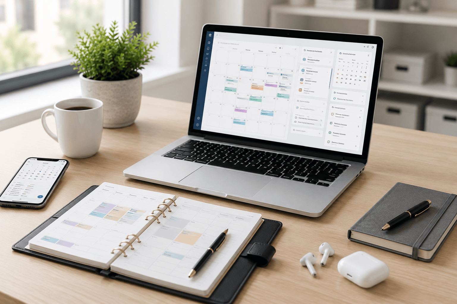Executive assistant workspace for calendar and email management virtual assistant services.